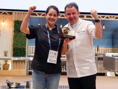 María del Carmen Bedia, ganadora del Campeonato, con Martín Berasategui