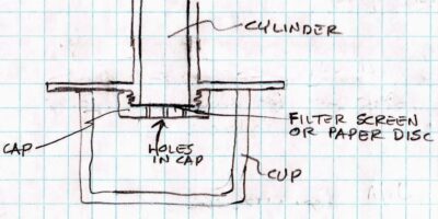 boceto original del aeropress de A. Adler.